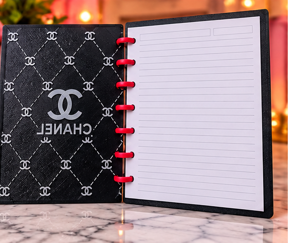 Open notebook with lined pages