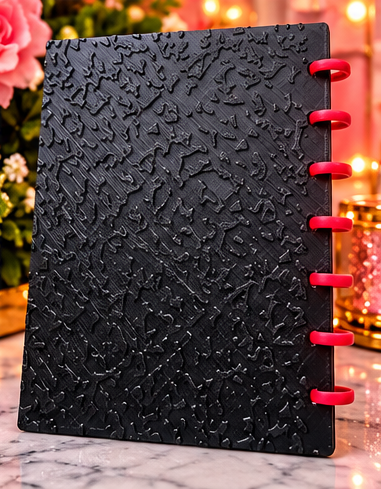 Black textured notebook back
